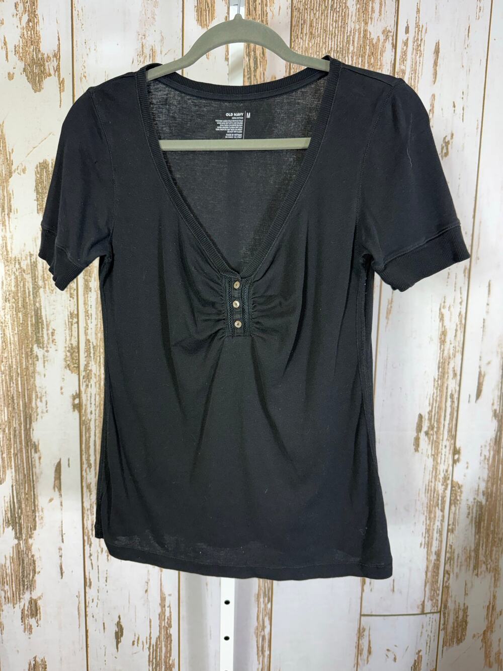 Old Navy, V-Neck Black Blouse. Size Medium. In good used condition!